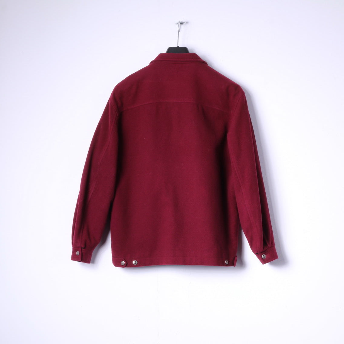 Tom Wolfe London Womens S Jacket Maroon Wool Zip Up Oversize Casual Top