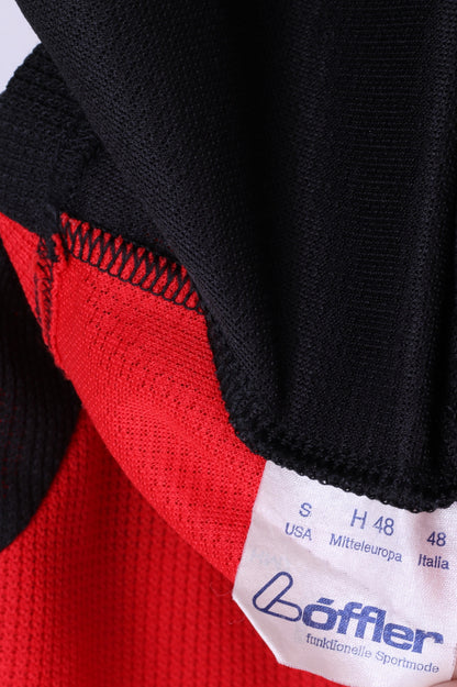 Loffler Mens S Biker Shirt Zip Neck Sportswear Red Summer Short Sleeve Cycling - RetrospectClothes