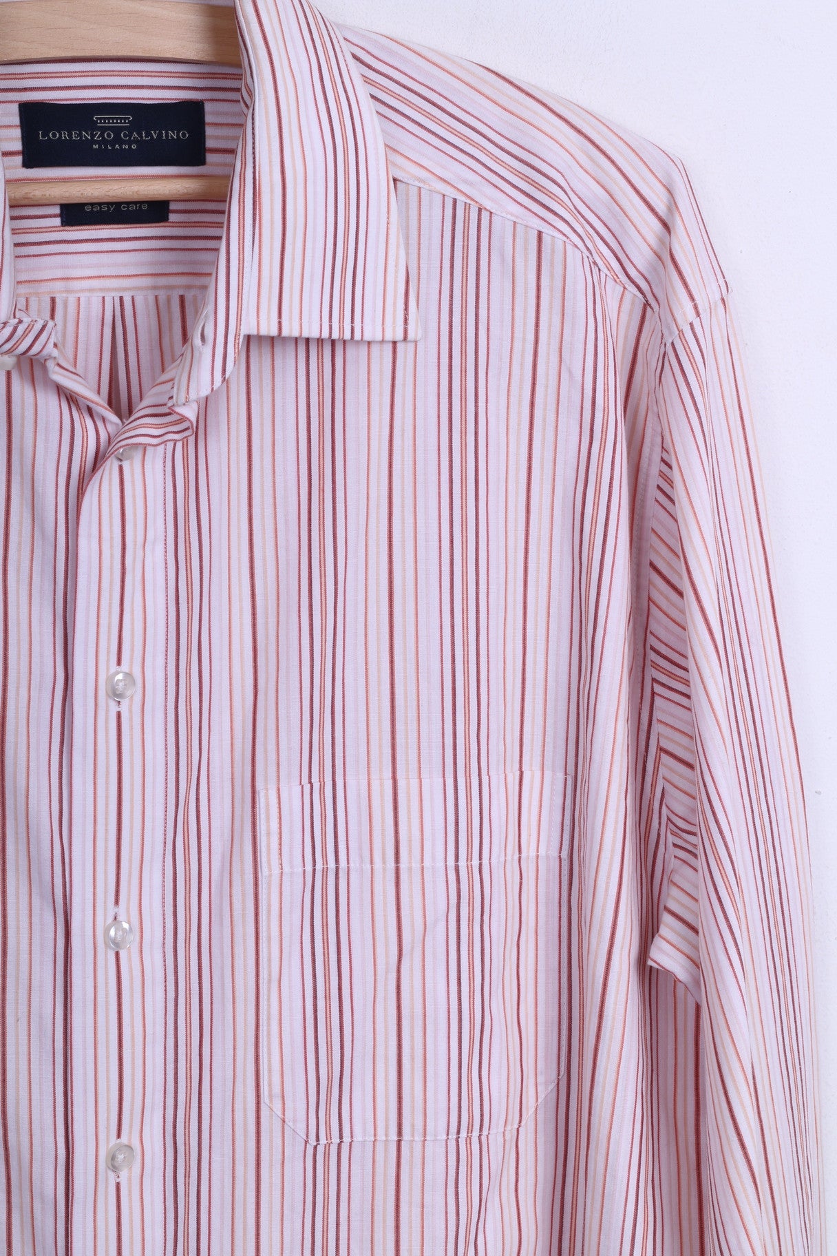 LORENZO CALVINO Milano Mens M 39 Casual Shirt Pink Cotton - RetrospectClothes