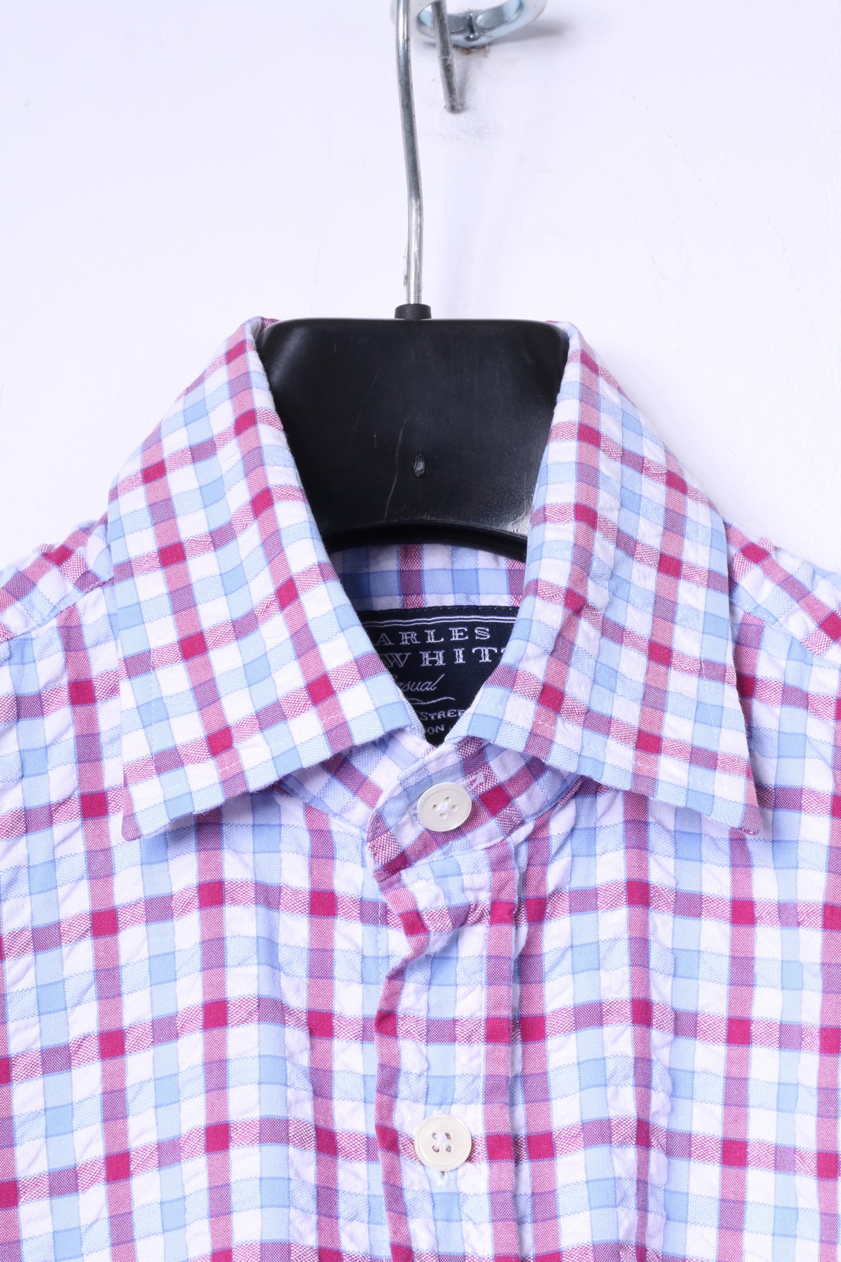 Charles Tyrwhitt Mens S Casual Shirt Blue Red Check Jermyn Street Cotton Top