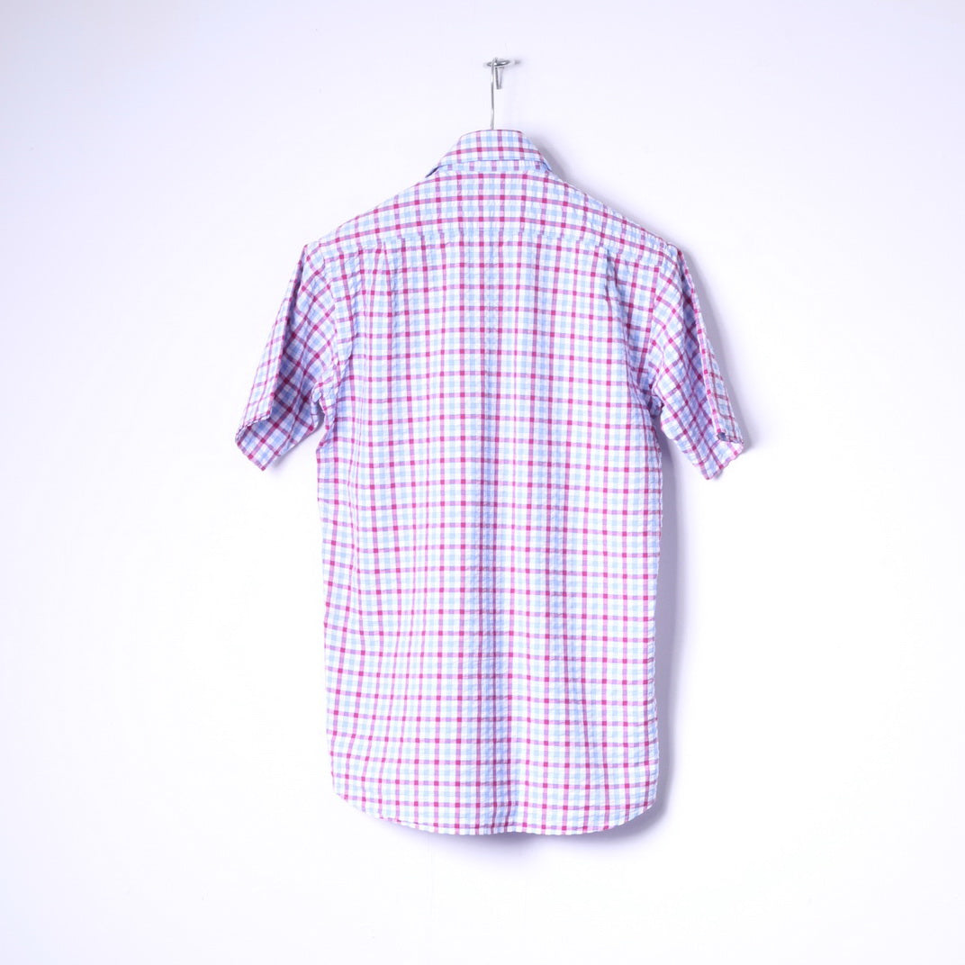 Charles Tyrwhitt Mens S Casual Shirt Blue Red Check Jermyn Street Cotton Top