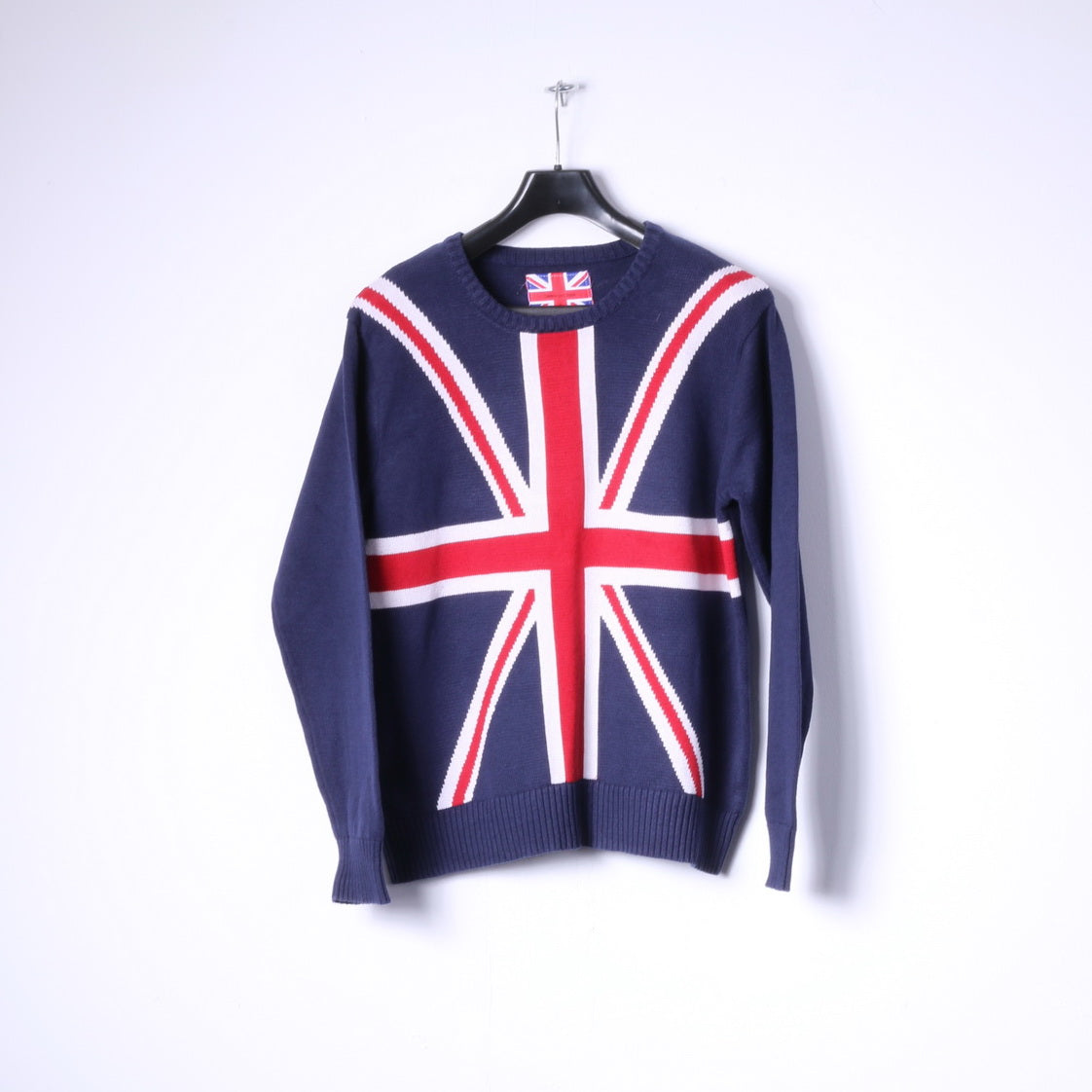 Cedarwood State Womens L Jumper Navy Cotton England Flag Sweater