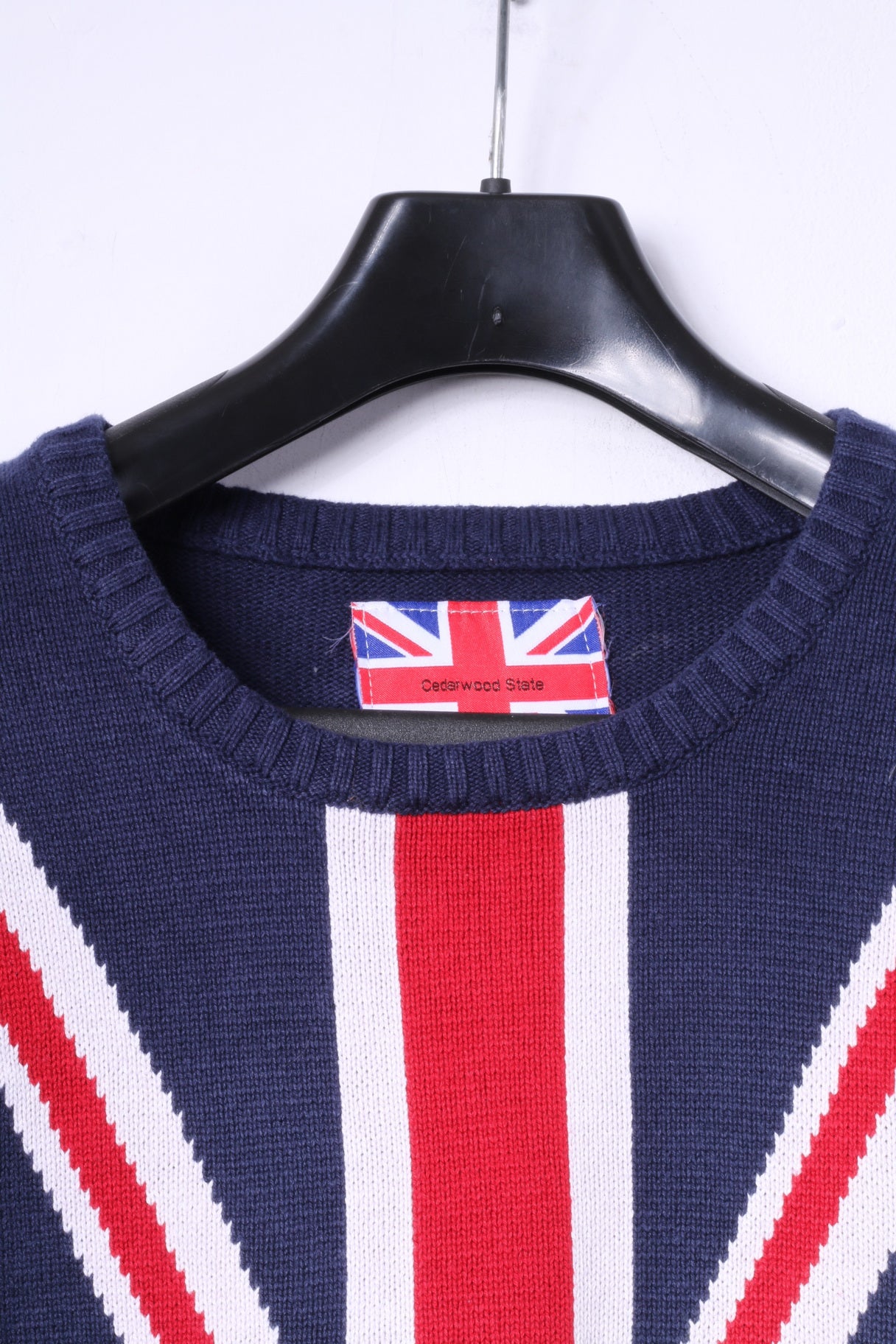 Cedarwood State Pull L pour femme en coton bleu marine avec drapeau de l'Angleterre