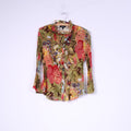 Kriss Sweden M Blouse Green Floral Transparent Ruffle Long Sleeve Top