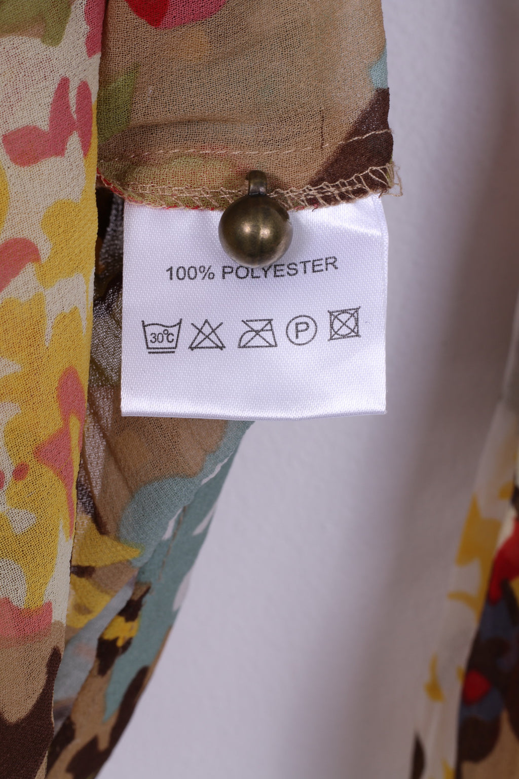 Kriss Suède M Blouse Vert Floral Transparent Volant Manches Longues Haut