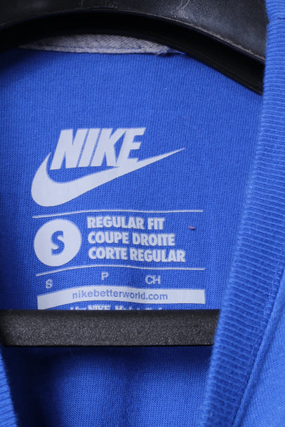 Nike Mens S T-Shirt Blue Cotton Graphic Logo Tee Crew Neck Top