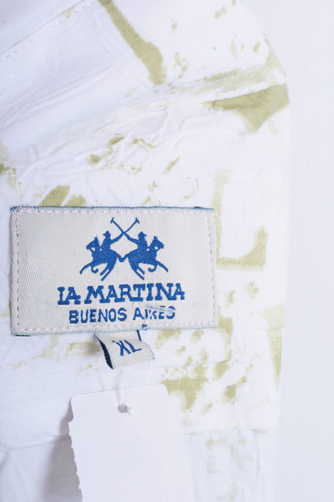 La Martina Mens XL Casual Shirt White Buenos Aires Cotton Short Sleeve - RetrospectClothes