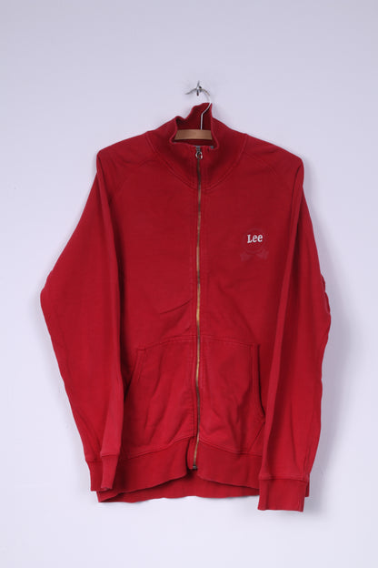 Lee Sweat-shirt XL pour homme avec fermeture éclair complète en coton rouge