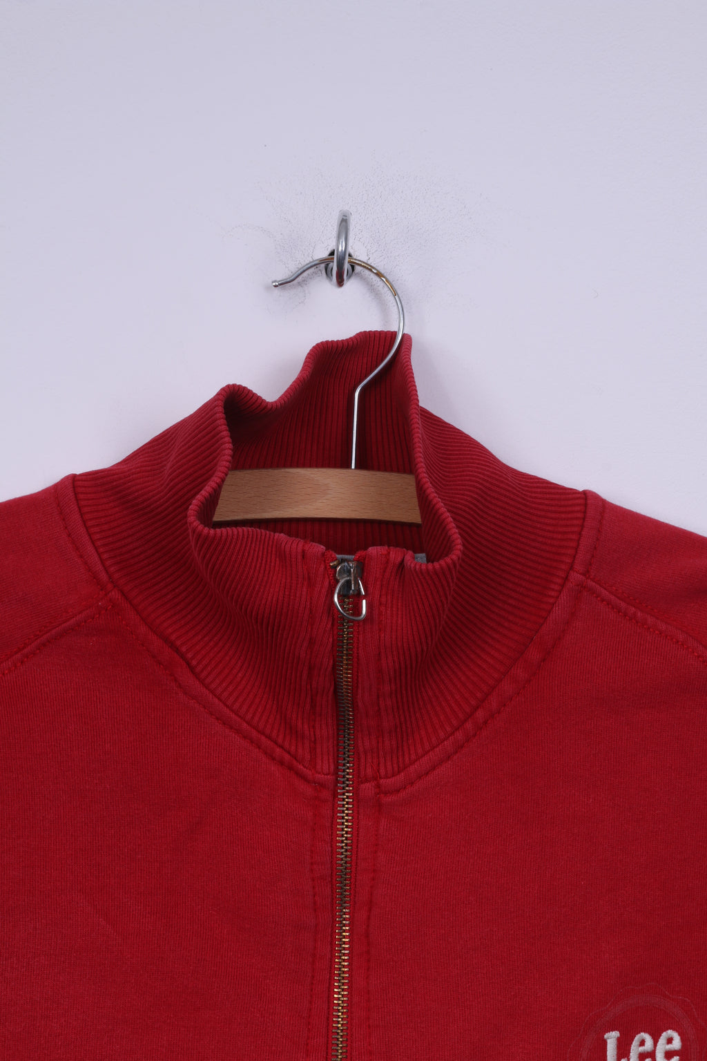 Felpa Lee XL da uomo con cerniera intera in cotone rosso