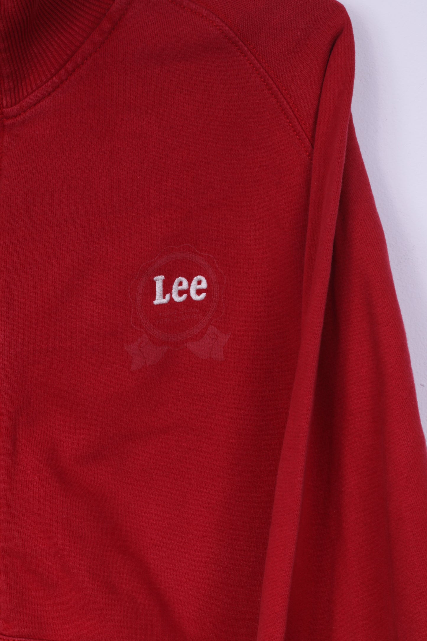 Felpa Lee XL da uomo con cerniera intera in cotone rosso