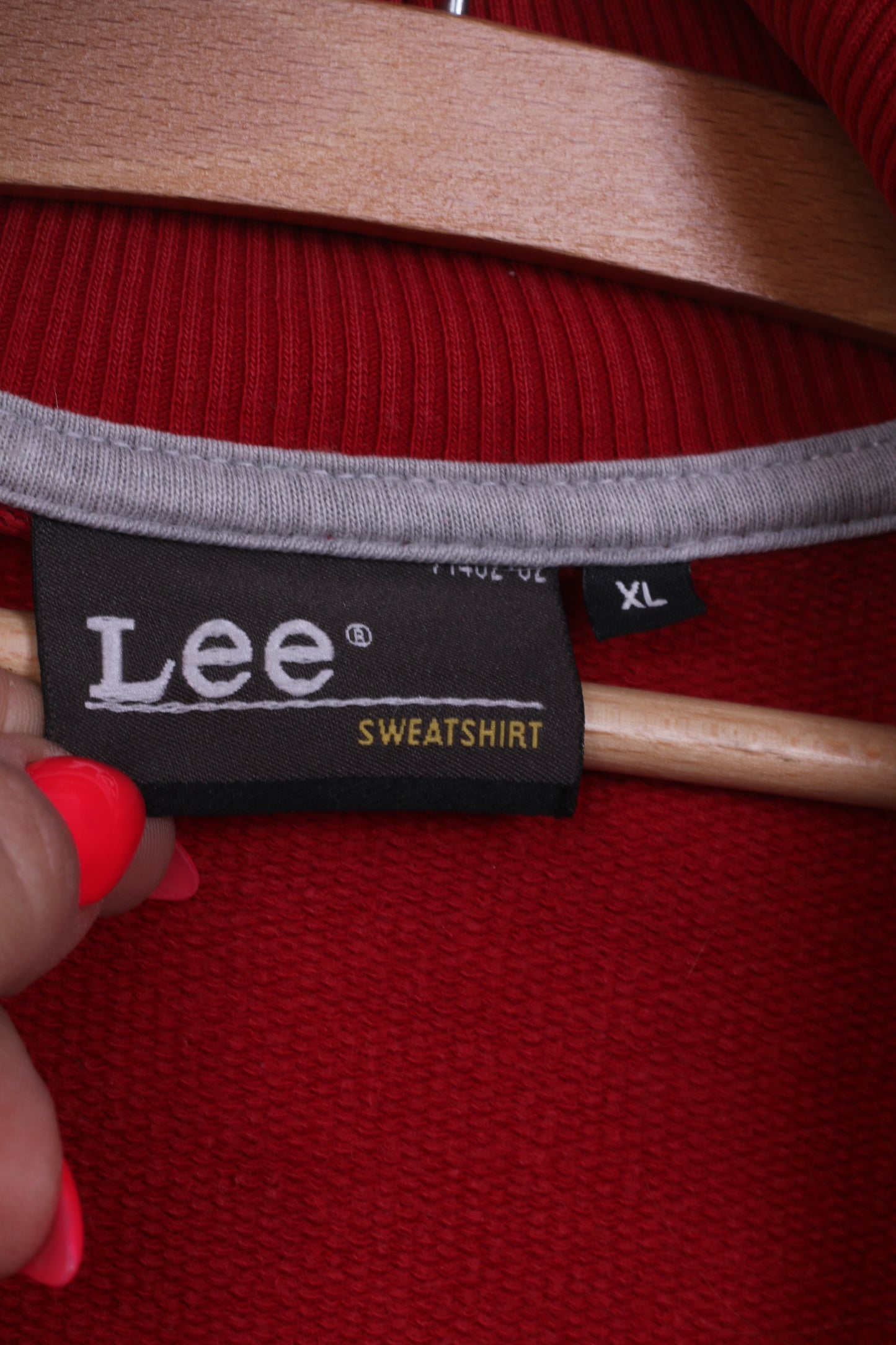 Felpa Lee XL da uomo con cerniera intera in cotone rosso