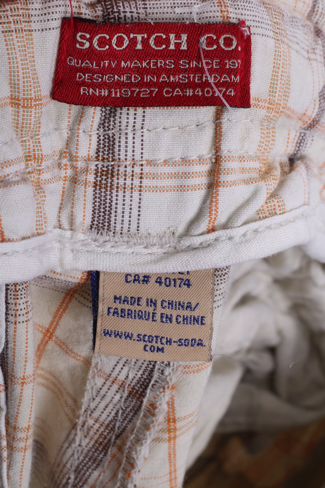 Scotch Co. Pantaloncini casual da uomo 36 Cargo Combat Check Cotone beige 