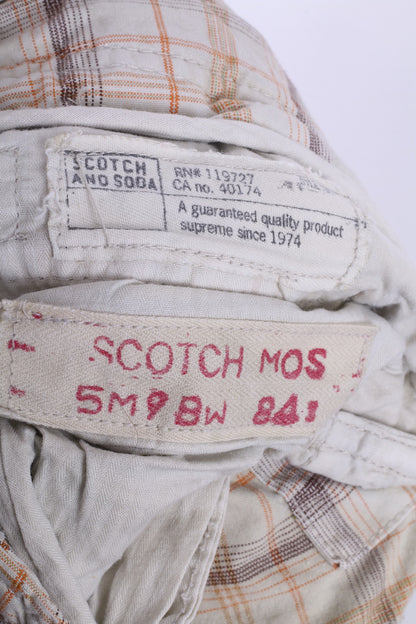 Scotch Co. 36 Short Casual Cargo Combat Check Homme Coton Beige 