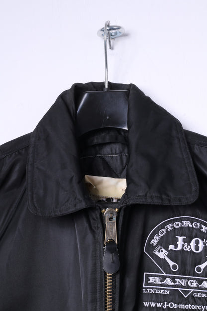 Motorcycle J&O's Mens XL Jacket Black Flyers Full Zipper Nylon Bomber Top