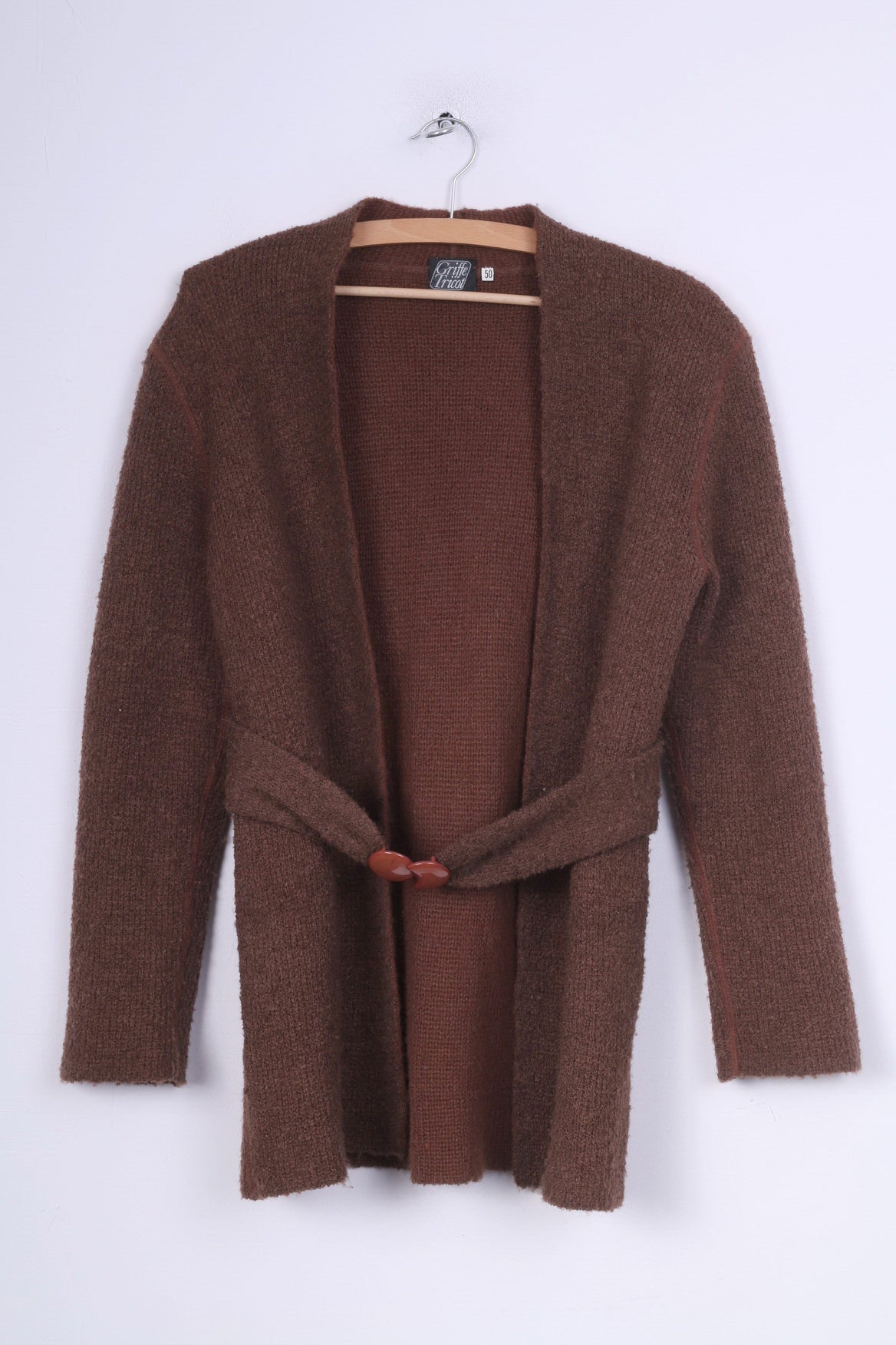 Griffe Tricot Donna 50 Cardigan Maglione Marrone Vintage
