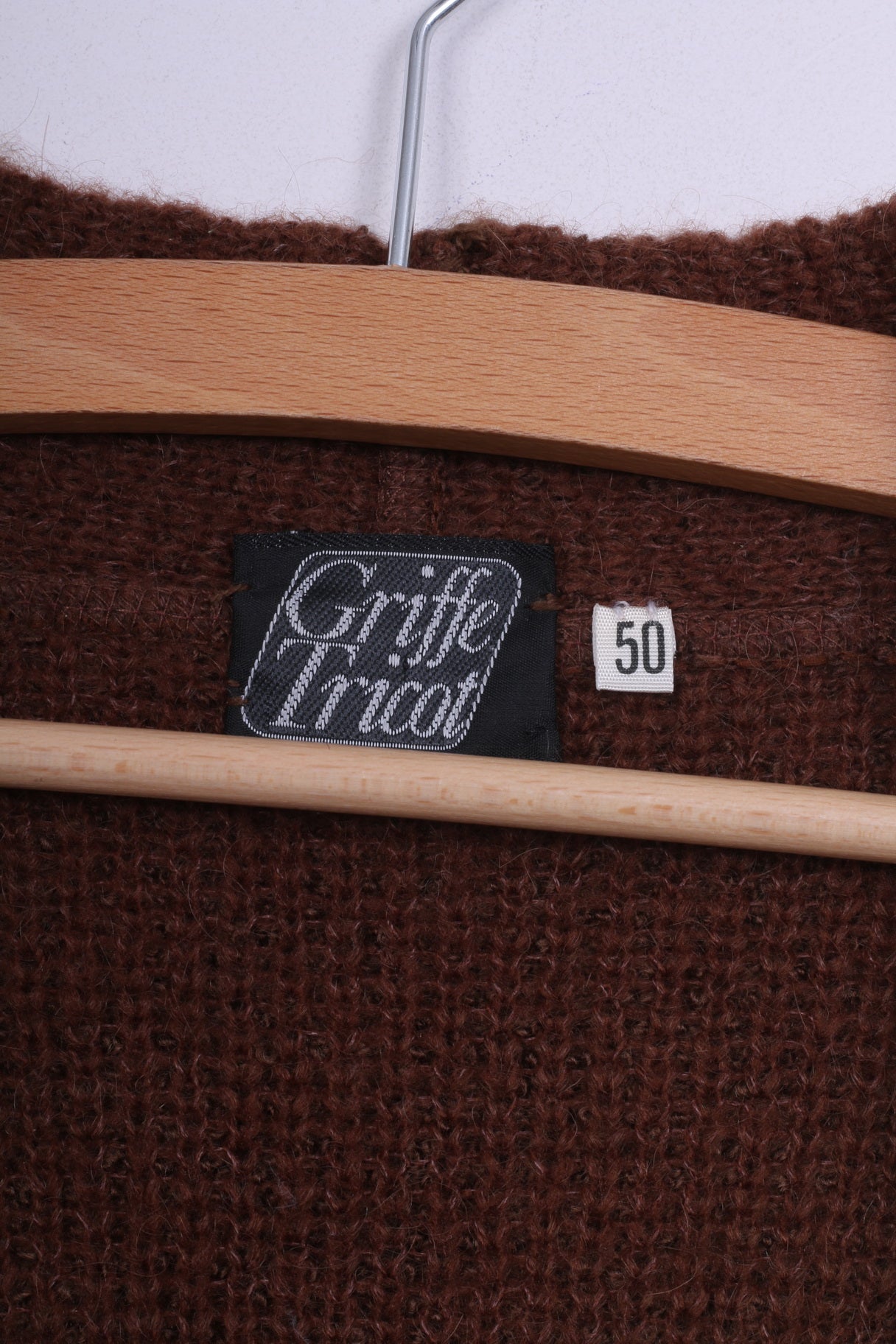 Griffe Tricot Donna 50 Cardigan Maglione Marrone Vintage