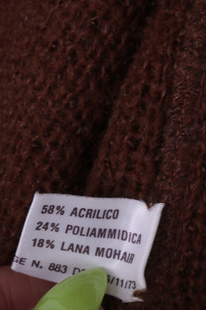 Griffe Tricot Donna 50 Cardigan Maglione Marrone Vintage