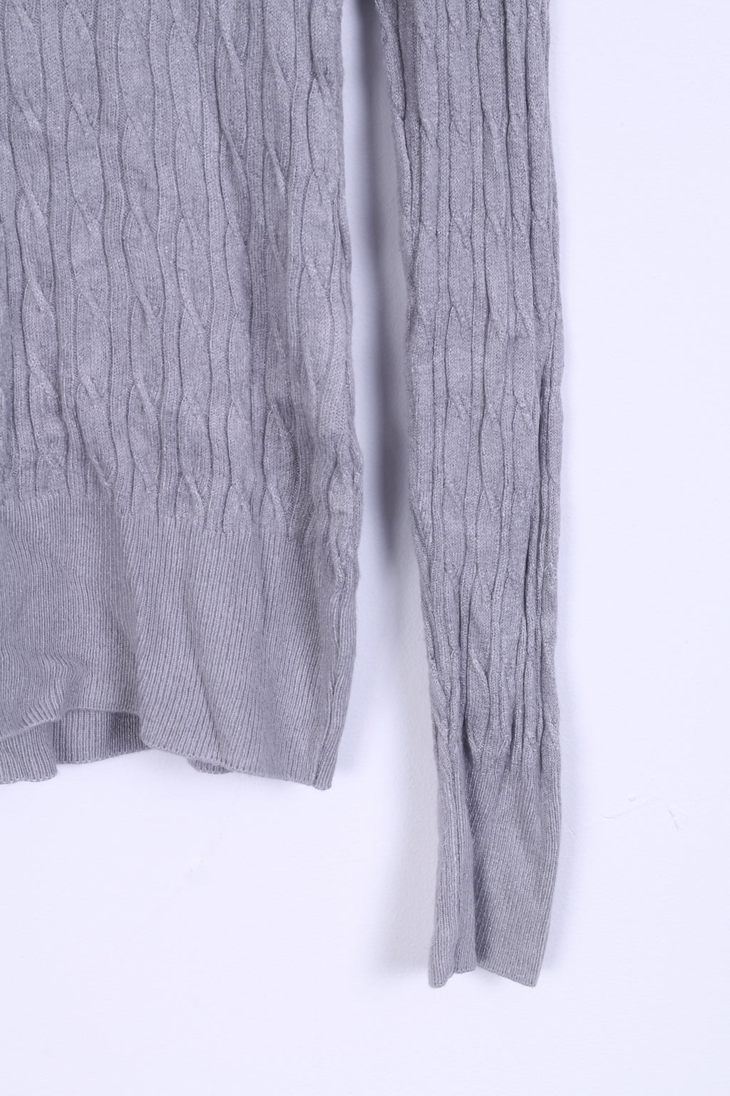 Hilfiger Sport Womens L (S) Jumper Grey Stretch V Neck Sweater Italy