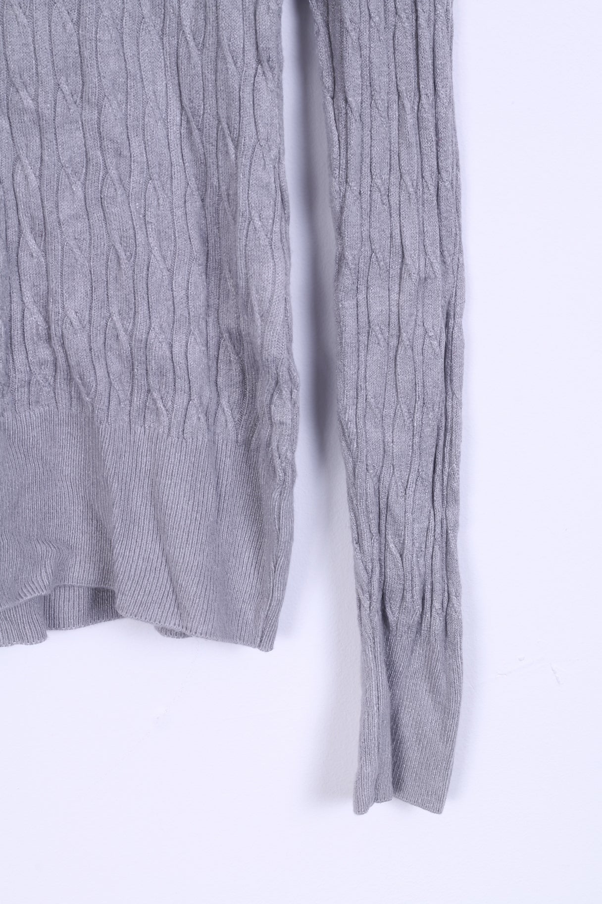 Hilfiger Sport Womens L (S) Jumper Grey Stretch V Neck Sweater Italy