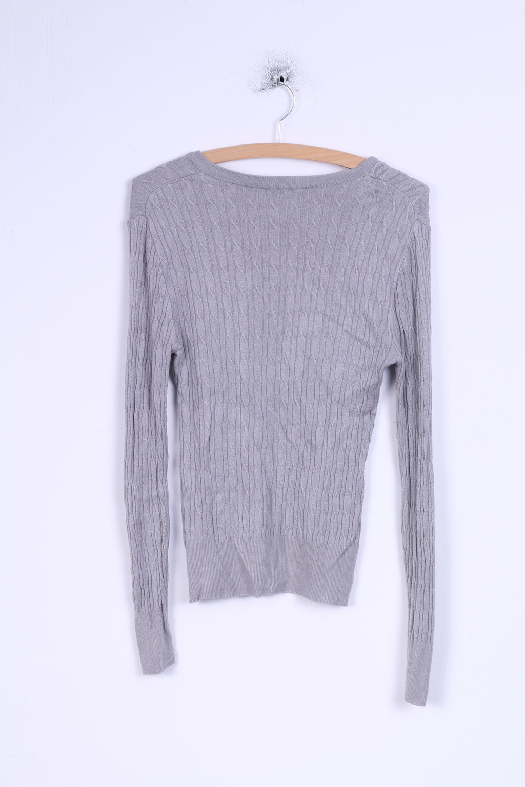 Hilfiger Sport Womens L (S) Jumper Grey Stretch V Neck Sweater Italy