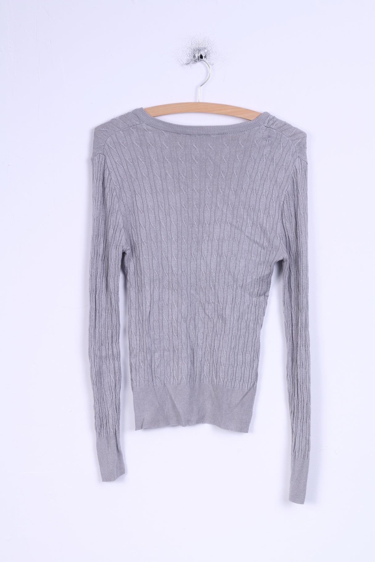 Hilfiger Sport Womens L (S) Jumper Grey Stretch V Neck Sweater Italy