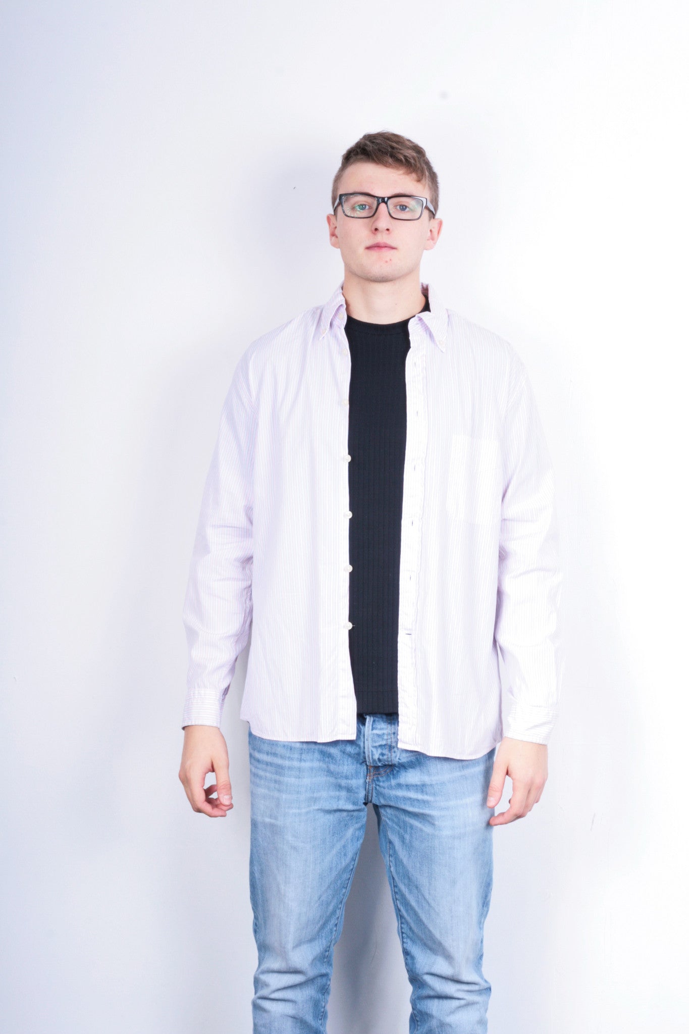 Gant Mens M Casual Shirt Striped White Cotton Liberty Bell Poplin Regular Fit - RetrospectClothes