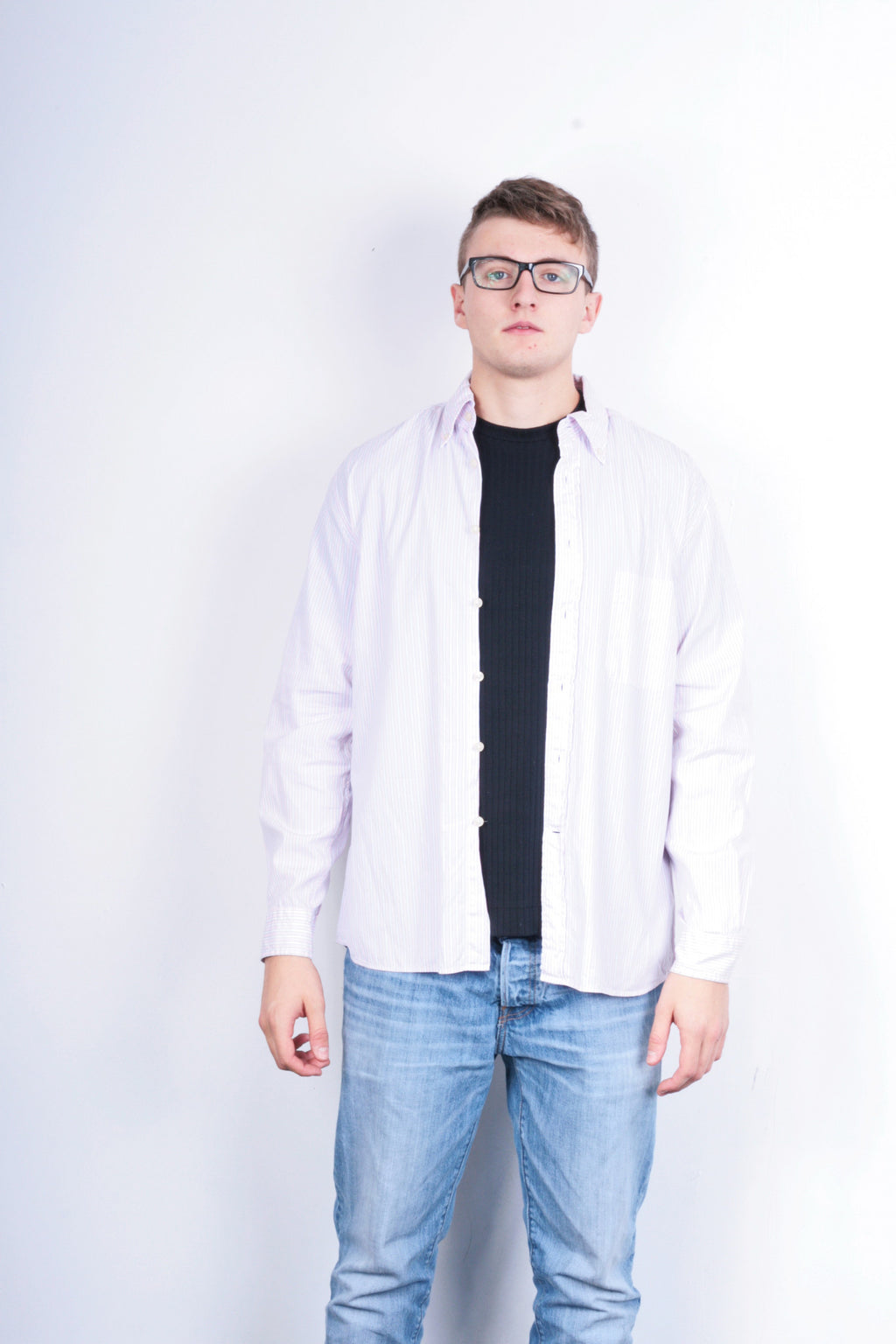 Gant Mens M Casual Shirt Striped White Cotton Liberty Bell Poplin Regular Fit - RetrospectClothes