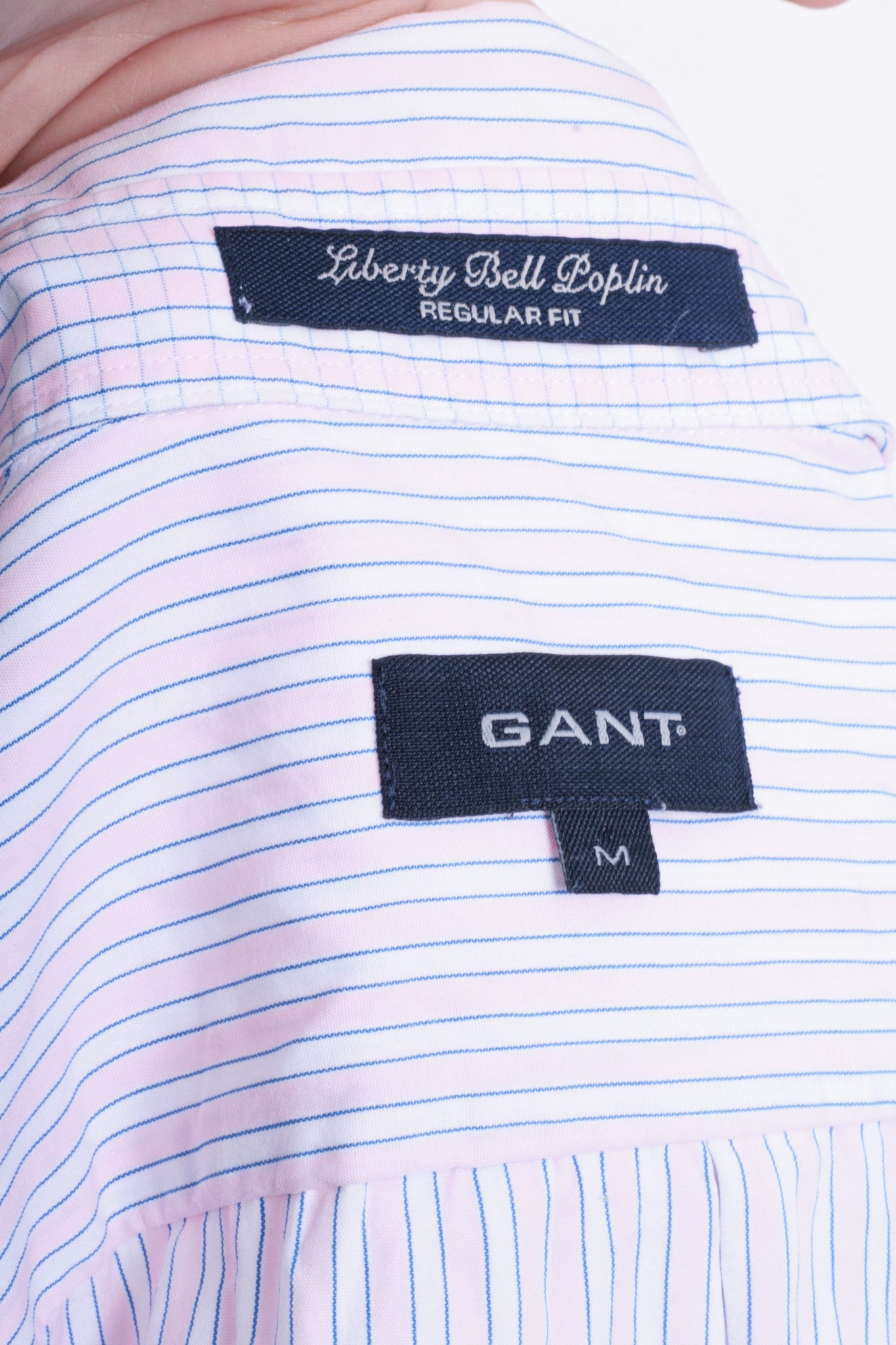 Gant Mens M Casual Shirt Striped White Cotton Liberty Bell Poplin Regular Fit - RetrospectClothes