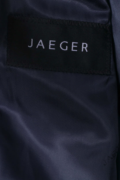 JAEGER Men 40 Blazer Navy Striped 100% Wool Single Breasted Jacket