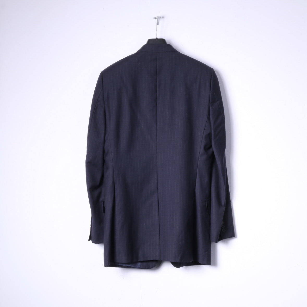 JAEGER Men 40 Blazer Navy Striped 100% Wool Single Breasted Jacket