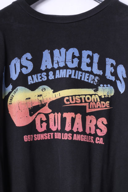 Rock & Revival Mens 3XL T-Shirt Black Cotton Graphic Los Angeles Guitars Top
