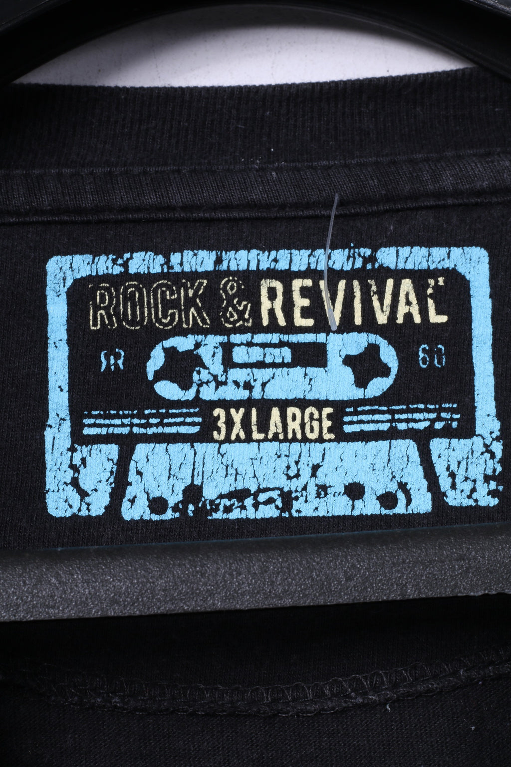 Rock & Revival Mens 3XL T-Shirt Black Cotton Graphic Los Angeles Guitars Top