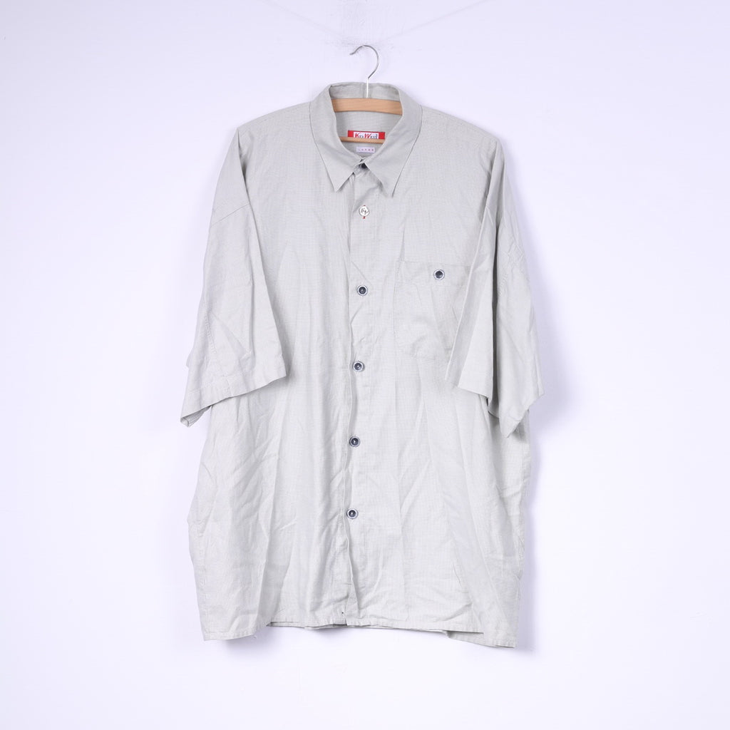 Camicia casual da uomo Key West L. Top in cotone con bottoni dettagliati a quadri mini grigi