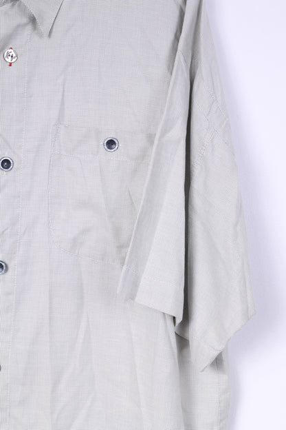 Key West Mens L Casual Shirt Grey Mini Check Detailed Buttons Cotton Top