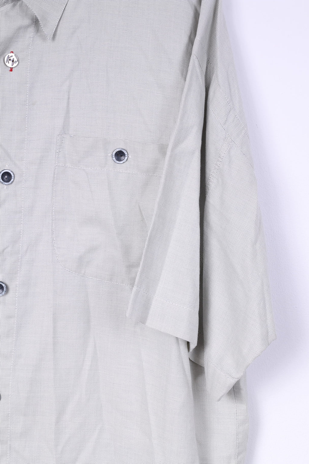 Camicia casual da uomo Key West L. Top in cotone con bottoni dettagliati a quadri mini grigi