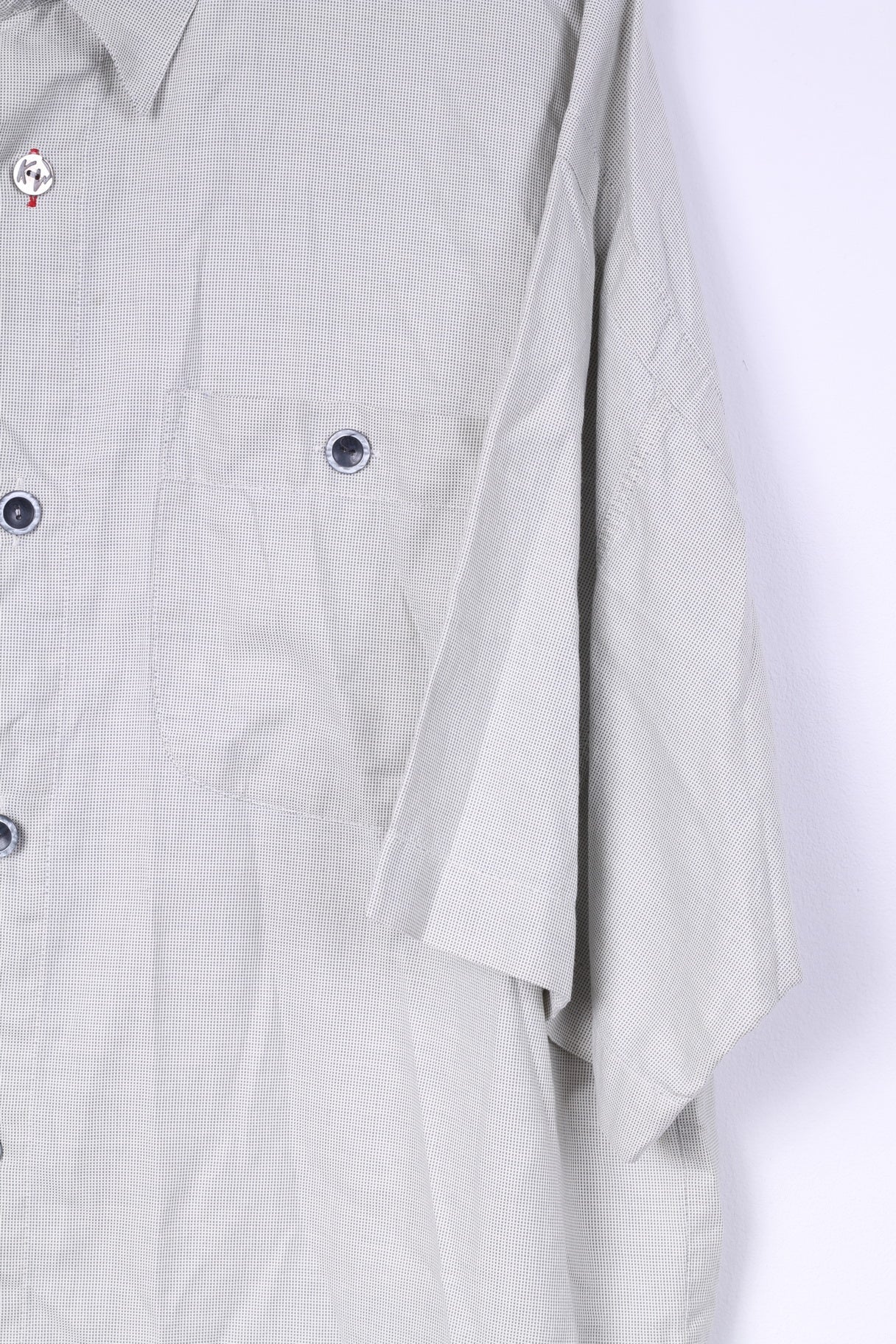 Camicia casual da uomo Key West L. Top in cotone con bottoni dettagliati a quadri mini grigi