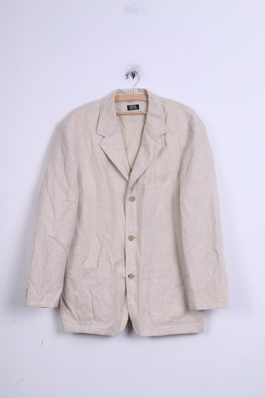 Camel Active Veste blazer 50 L pour homme en coton beige à simple boutonnage