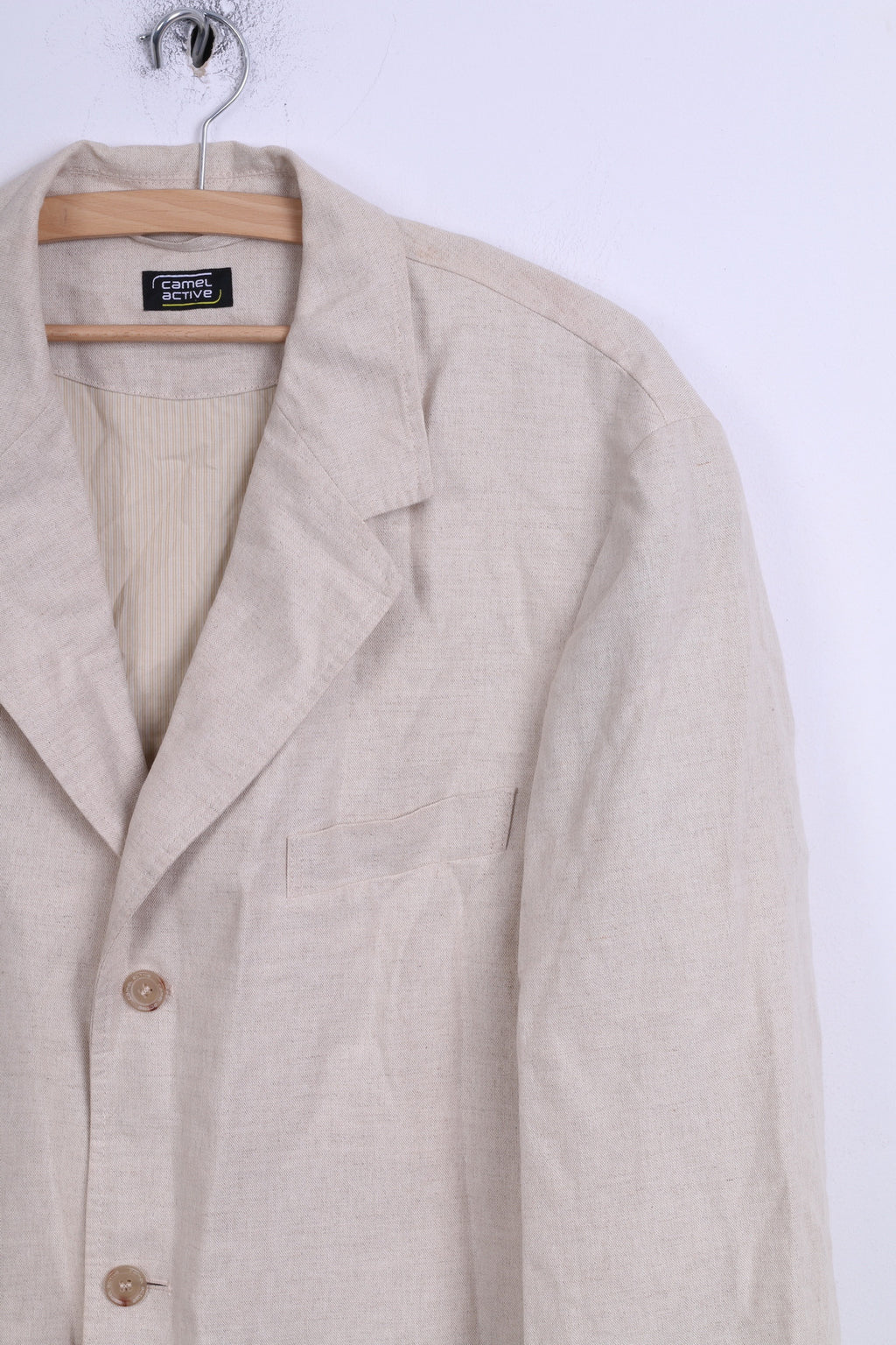 Camel Active Veste blazer 50 L pour homme en coton beige à simple boutonnage