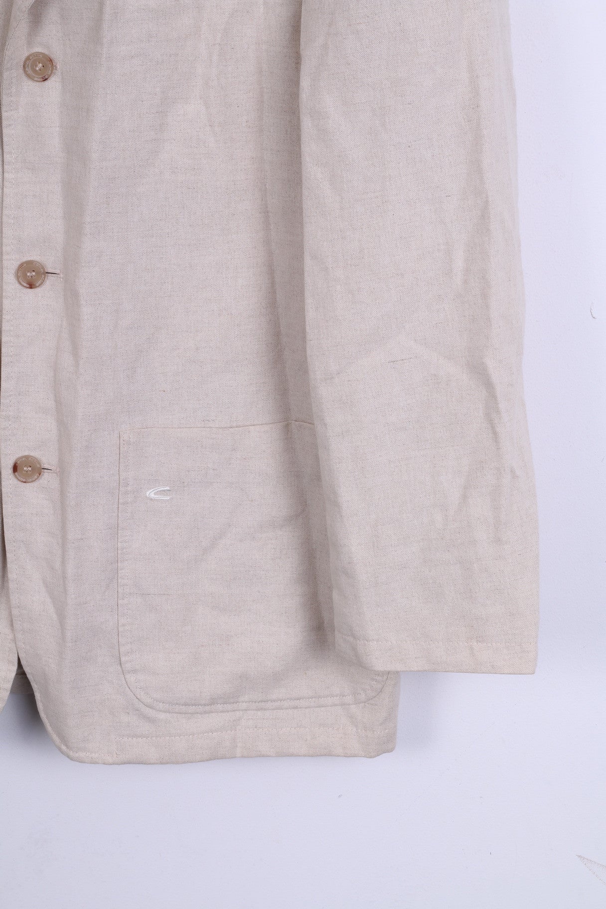 Camel Active Veste blazer 50 L pour homme en coton beige à simple boutonnage