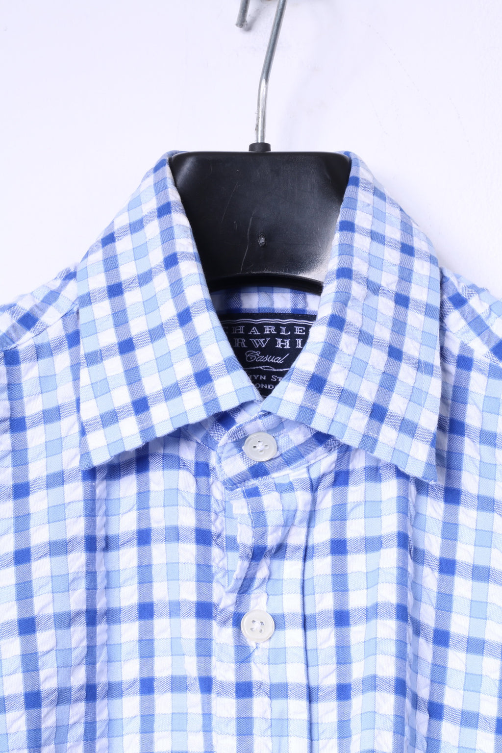 Charles Tyrwhitt Mens S Casual Shirt Blue Check Jermyn Street Cotton Top