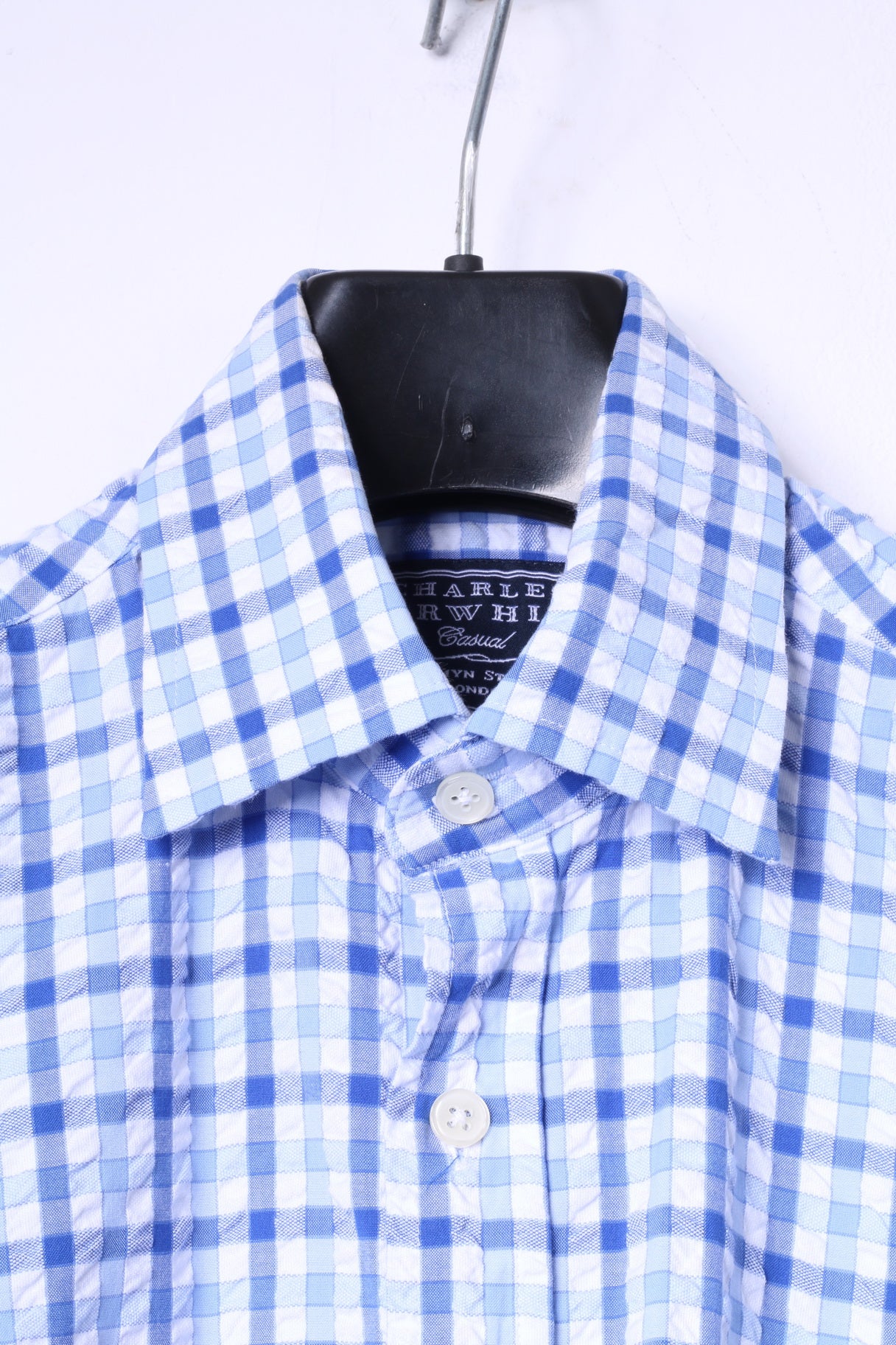 Charles Tyrwhitt Mens S Casual Shirt Blue Check Jermyn Street Cotton Top