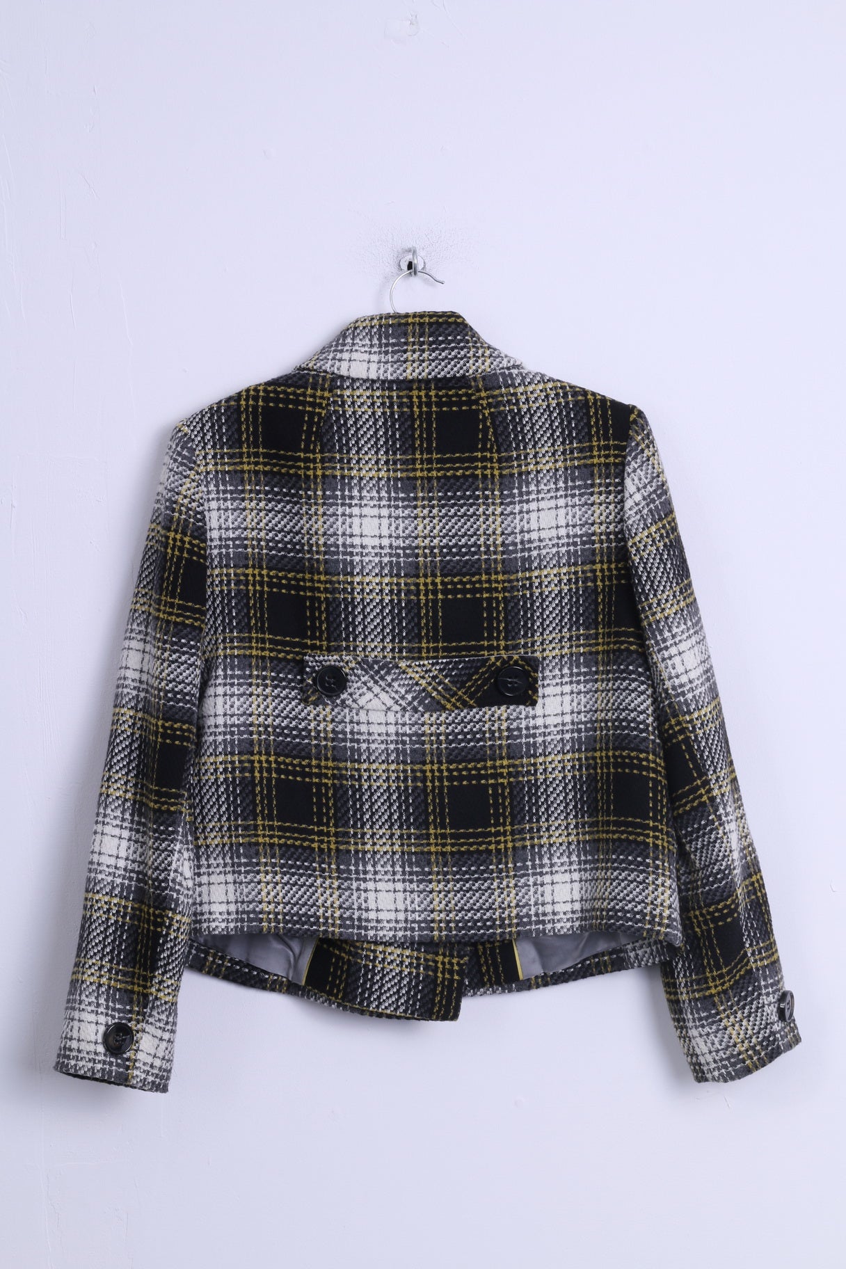 Marks & Spencer Womens 14 Jacket Grey Wool Blend Double Breasted Coat