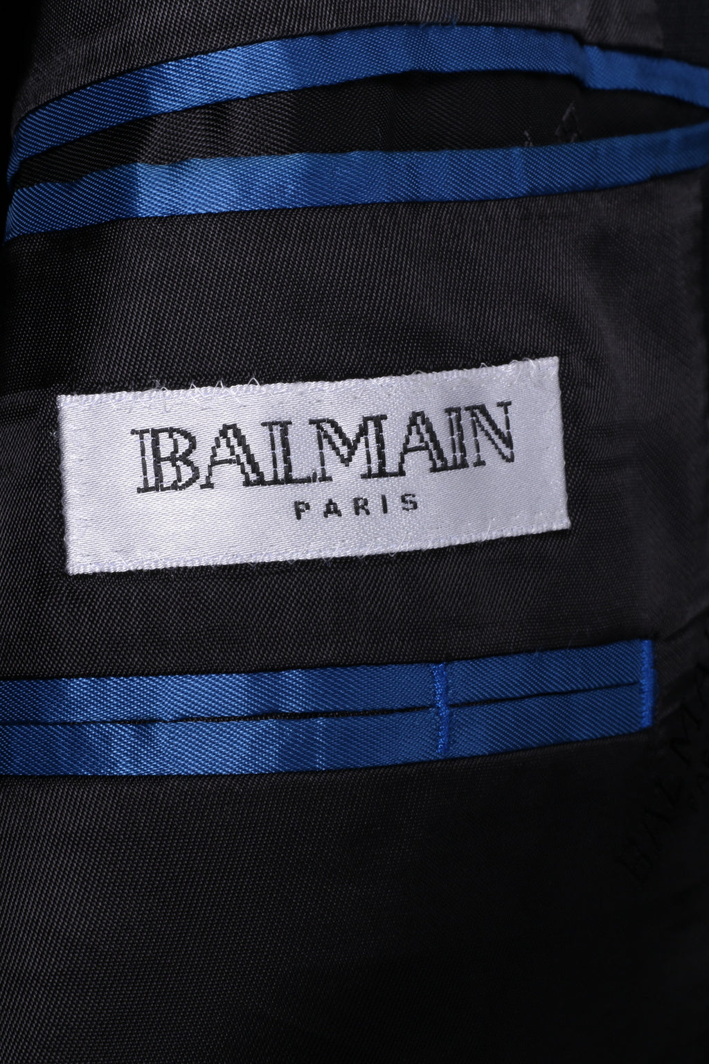 Balmain Paris Giacca da uomo monopetto anni '40 nera 100% lana