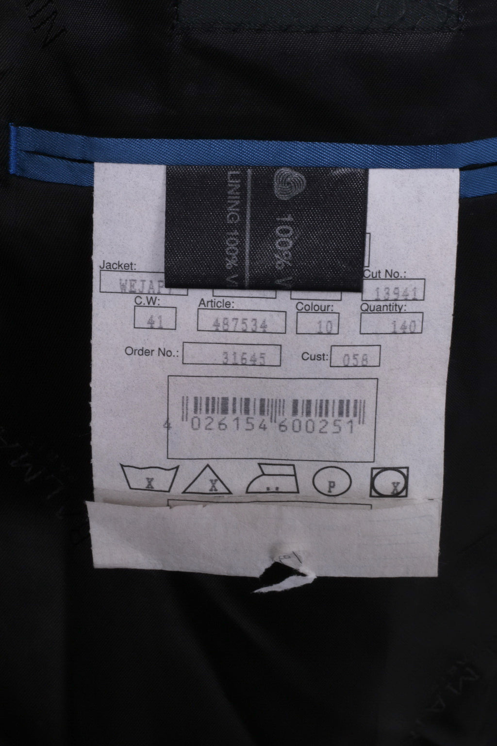 Balmain Paris Giacca da uomo monopetto anni '40 nera 100% lana