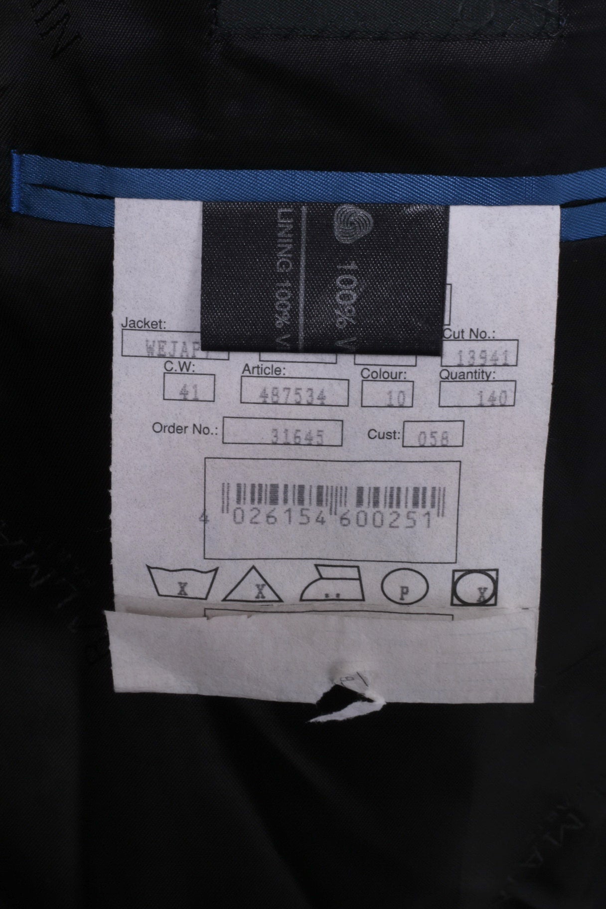 Balmain Paris Giacca da uomo monopetto anni '40 nera 100% lana