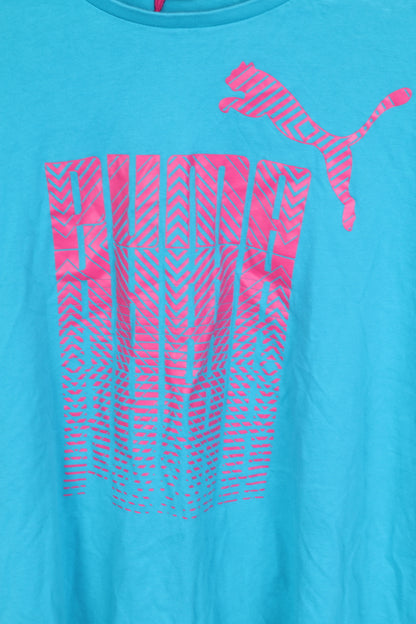 Puma Mens XL T-Shirt Sportswear Crew Neck Cotton Turquoise Pink