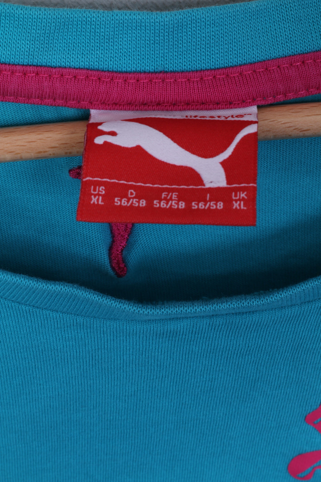 Puma Mens XL T-Shirt Sportswear Crew Neck Cotton Turquoise Pink