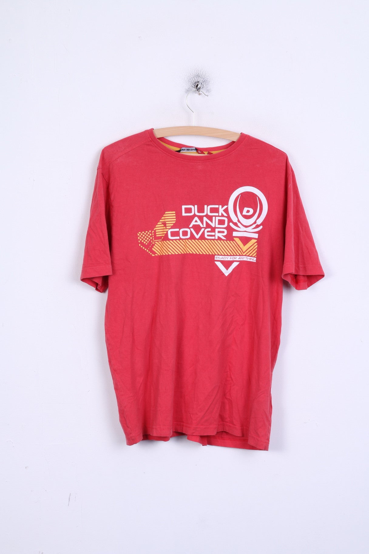 DUCK AND COVER T-shirt XL pour homme en coton rouge avec logo col rond et manches courtes