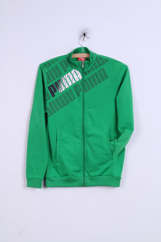 Puma Youth 164 XL Sweatshirt Green Zip Up Graphic Trainig Top