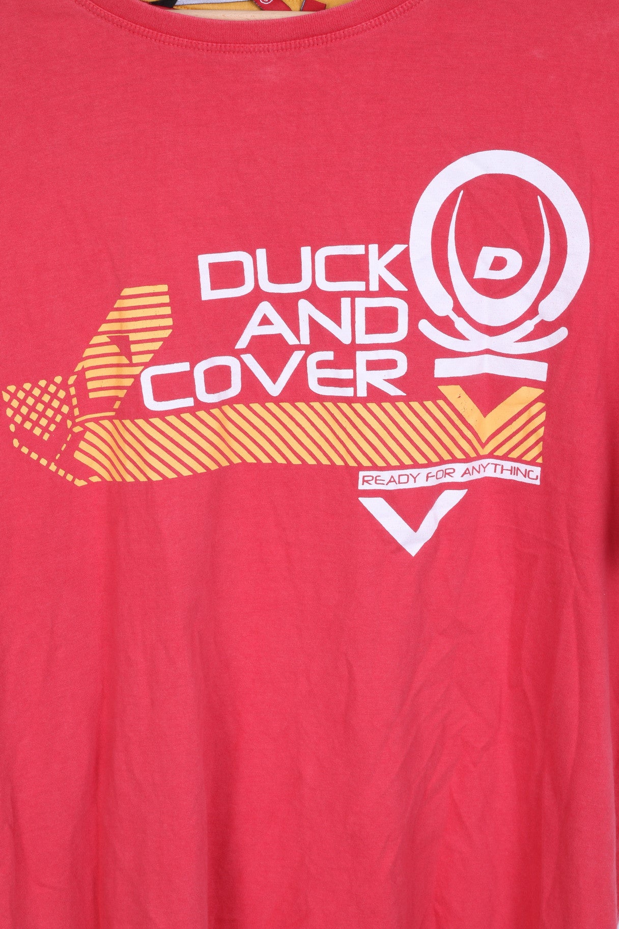 DUCK AND COVER Mens XL T-Shirt Red Cotton  Logo Crew Neck Short Sleeve